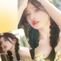 부분가발 붙임머리 땋음 양갈래 피스 머리끈 여자, 상품선택, 브라운블랙