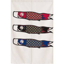일본 도어 커튼 파티션 커튼 욕실 대피소 장식 하프 커튼 클로크룸 옷장 먼지 커튼 설치, 세 물고기 깃발, 너비 75cm x 높이 100cm