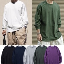 [비투디엠] 봄 가을 남자 긴팔 티셔츠 면티 빅사이즈 레이어드 이너 남녀공용 오버핏 티셔츠
