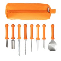 목공부품 8Pcs Halloween Pumpkin Carving Knife Tools Kit Stainless Steel D전동able Set for Fruit Vege, 01 장미 빛 레드
