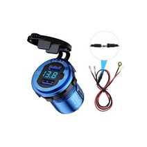 시거잭충전기 12V 24V 알루미늄 방수 듀얼 QC3.0 USB 빠른 충전기 전원 콘센트 LED 전압계 스위치 케이블 자동차 마린 트럭 SUV, [01] Blue