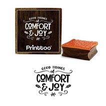 Printtoo Good Tiding of Comfort & Joy 텍스트 디자인 사각형 나무 고무 스탬프 - 7.6 x 7.6cm
