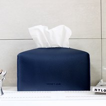 [심쿵샵] 모노 가죽 각 티슈커버 휴지케이스, 네이비