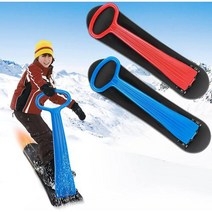 OTES Ski Skooter 손잡이가있는 접이식 스노우 스쿠터 튼튼한 보드 킥 슬라이딩 S 아이들을위한 야외 재미있는 겨울 장난감 눈 모래와 잔디 레드 & 블루, 2pcs (레드 & 블루)