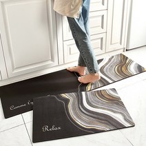 푹신한 쿠션감 PVC 방수 미끄럼방지 주방 현관 욕실 러그 발매트 주방매트, A타입:블랙마블(45x150cm)