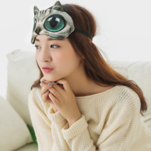 찐노마진몰 냉온찜질 수면안대 고양이 강아지 캐릭터 안구건조 눈찜질 여름 암막 안대, 진회색고양이