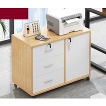 사무용 잠금서랍 캐비넷 이동 파일 사무실 우드 서류, (3서랍 1도어) 목가적 오크색 60cm