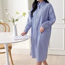 [스위트플러스] 임부복 봄 토니 박시 스트라이프 셔츠 임산부 원, 색상:블루