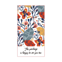 메리롱 선물 포장용 패턴 직사각 감사스티커 5x10cm 50매, 나뭇잎B