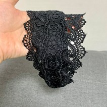 블랙8cm 플라워 넓은 레이스 레이스헤어밴드 머리띠