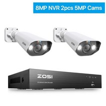 아파트현관 홈cctv 현관문 cctv 홈캠 ip카메라 가정용 ZOSI CH POE 비디오 감시 키트 4K MP 슈퍼 HD 야외 IP 카메라 AI 스타라이트 나이트 비전 CCTV 보, CHINA_2T | 8MP NVR 2pcs 5MP Ca