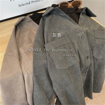흰색긴팔셔츠 마름질 전문점 궤짝을 치우다 페이크투피스 코듀로이셔츠 여성 겨울 가을 디자인감각 보이핏 볼륨 3890450613