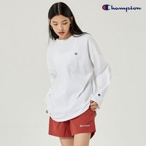 챔피온 공용 ASIA 백 레터링 포인트 긴팔 티셔츠 화이트