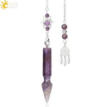 펜듈럼 펜던트 원석 목걸이 CSJA 진자 점술 Merkaba 천연석 석영 Dowsing Reiki Energy스탈 Catcher Dream Pendulo G608