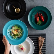 이태리 요리 접시 파스타 그릇 5p 수프 리조또 필라프, 블랙 - 5개