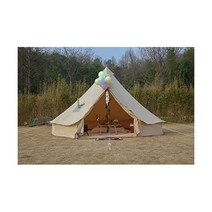 Yurtent 유르텐트 4M/5M 이중벽 벨텐트 4-6인용 캠핑 사계절 통기성 면 캔버스, 베이지., 16.4ft(5M)