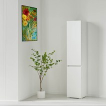 Sunshine 틈새수납장 키큰서랍장 보관정리함 도어 선반 여닫이 수납함 400, 아이보리