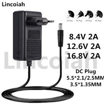 차량점프스타터 8.4V 12.6V 16.8 V 2A 2000ma 어댑터 전원 공급 장치 배터리 충전기 DC 5.5*2.1MM 18650, 01 8.4V 2A DC 3.5-1.35_02 EU