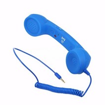 레트로 수화기 헤드셋 옛날 전화 고품질 3.5mm 컴포트 미니 마이크 스피커, 파란색