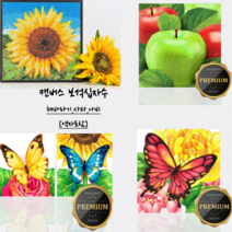 국산 보석십자수 DIY 세트 [액자형] 캔버스 수재샵 미니 해바라기 사과 나비 선물시리즈, 02..(액자포함)미니사과