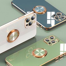 아이폰 12 PRO 미니 11 SE2 XS 8 7+ 슬림핏 유광 골드 테두리 핑거링 거치대 실리콘 휴대폰 케이스