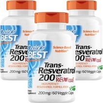 닥터스베스트 트랜스-레스베라트롤 200mg 베지 캡 글루텐 프리 비건, 60개입, 3개