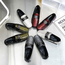 38-48남성화빅사이즈빈티지뱀무늬로퍼덧신메탈남성캐주얼