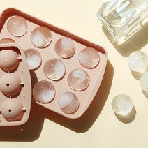 텀블러에 쏙 원형 아이스볼 실리콘 얼음틀 12구, 핑크