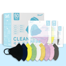 크린테크 KF94 국내산 새부리형 컬러 마스크 대형 중형 소형 50매입, 블랙