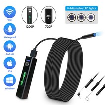 산업용 내시경 카메라 스마트폰 관로 탐지기 굴절 배관용 하수구 장비 1200p wifi endoscope ip67 방수 hd 무선 검사 snake usb borescope, 협력사, 2m, 720p 소프트 케이블