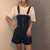 유앤미 여성용 카고 팬츠 멜빵 청바지 멜빵반바지 데님