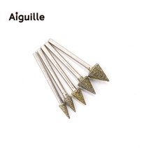 10pcs 60 # 다이아몬드 그라인딩 버 금속 필링 비트 옥 4/5/6/8/10mm 포인트 스톤 작업, 01 3x4mm (10pcs)