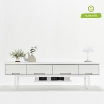 모던 화이트 스틸 1x4단 와이드 30평 TV다이서랍장 2m 고급 tv 세련된 거실