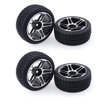 도로 타이어에 전면 및 후면 1/10 소프트 amp 합금 알루미늄 림 육각 12mm VRX Redcat HSP HPI 하비킹 Traxxas Losi V, [04] 4Pcs Black