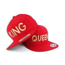 Trendy Apparel Shop 트렌디 어패럴샵 킹앤퀸 골드 자수 플랫 빌 구조 야구모자 캡모자