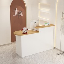 옷가게 계산대 바 아크 리셉션 데스크 코너 테이블 미용실 프론트 안내 데스크 심플 스타일, 140x50x105cm, 전체 흰색(오른쪽 )