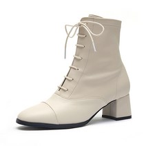 엘칸토 인텐스 여성 레이스업 미들힐 앵클 부츠 5cm LCWA40I14C 11203483