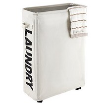 Caroeas 22” Rolling Slim Laundry Basket with Stand Foldable Waterproof Sorter and Organizer on Wheel, 1