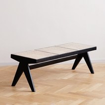 빈티지 펜션 고급 1인 쇼파 발코니 여름 왕골 의자 등나무 라탄 의자 복고 원목, 블랙진등★오크 벤치