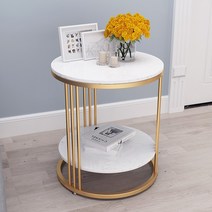 북유럽 거실 소파 인테리어 대리석 사이드 테이블, 블랙 프레임 지름 40 높이 55