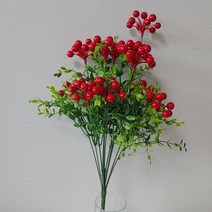 크리스마스 트리장식 앵두 방울열매가지조화 꽃꽃이 트리소품 인조꽃, 레드