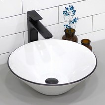 YJ-9015 원형 블랙라인 도기볼세면기세면대 세면기 세면볼 도기볼, CH 엔틱블랙 유리볼 자동폽업, P트랩(벽배수) 32cm