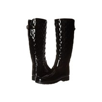 헌터 Refined Gloss Quilt Tall Rain 부츠s - 블랙