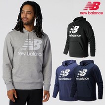 뉴발란스 후드티 에센셜 스택드 로고 풀 오버 후디 그레이 네이비 블랙 피그먼트