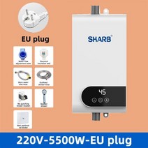 수영장 히팅기 물데우기 RYK010 미니 인스턴트 온수기 주방 욕실 벽 마운트 전기 LCD 온도 디스플레이 샤워 세트, 220V5500WEU plug