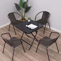 주물야외테이블 4인 옥상 정원 마당 야외용 기구 철제 세트 원형, 검은색유리접이식원형테이블80개+주변의자2개