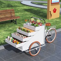 꽃마차 야외 팝업 매대 마차 이동식 판매대 식물 선반, 화이트