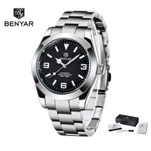 30대 남자시계 명품 럭셔리 쿼츠 시계 BENYAR- 년 남성 자동 기계식 41mm 블루 50m 방수