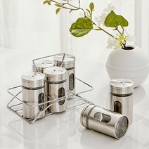 분리세척 위생적 오염부식에 강한 입자조절 유리스텐 양념병, 100ml(6개)+고정거치대