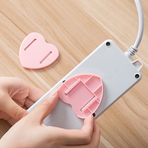 차차미 하트 부착형 멀티탭 정리함 만능 브라켓 걸이, 4개, 핑크